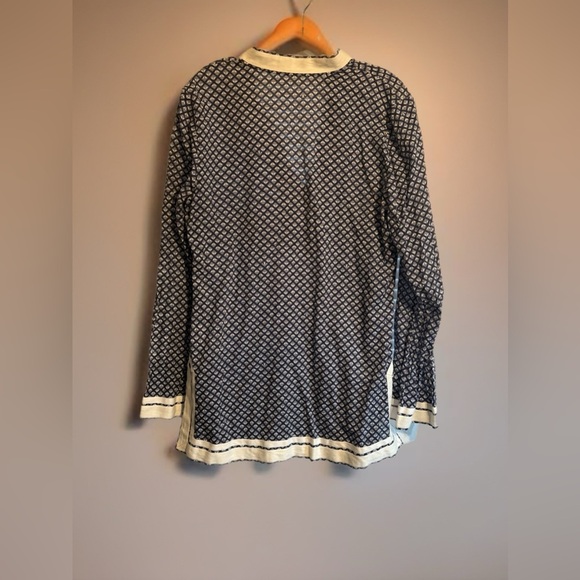 Tory Burch Navy and White Geometric Tunic - Picture 4 of 5
